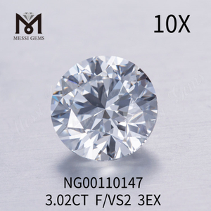 3.02 ct F VS2 Rotundus lab adamantibus increvit venditionis