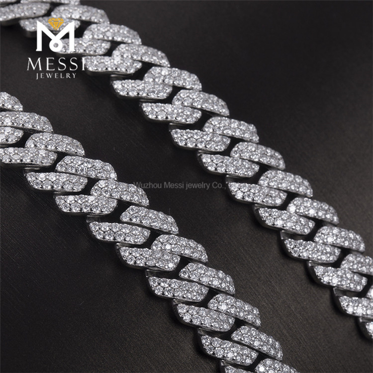 22inches Men's Hip-hop customized CZ Silver Cubanus Link Chain Necklace