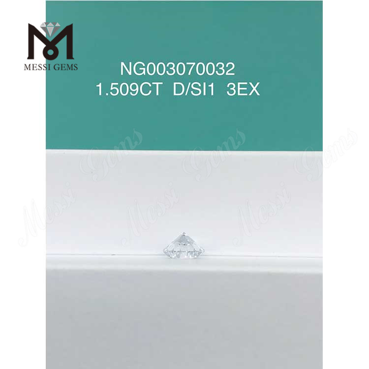 D round Solve Gemstone Synthetic Diamond SI1 1.509ct EX Cut