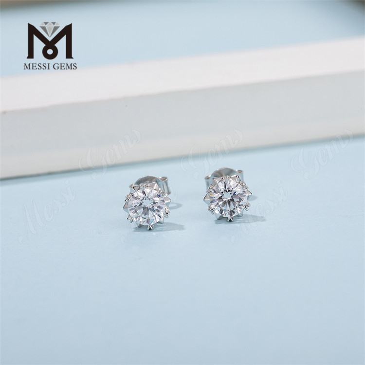 Messi Gemmae Simple Design Stud Earring 1carat Moissanite Diamond Jewelry