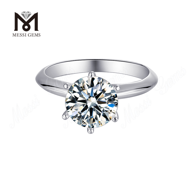 Messi Gemmae sterlingorum 925 anulus aureus 14k aurum plating femina donum 3ct annulus moissanita