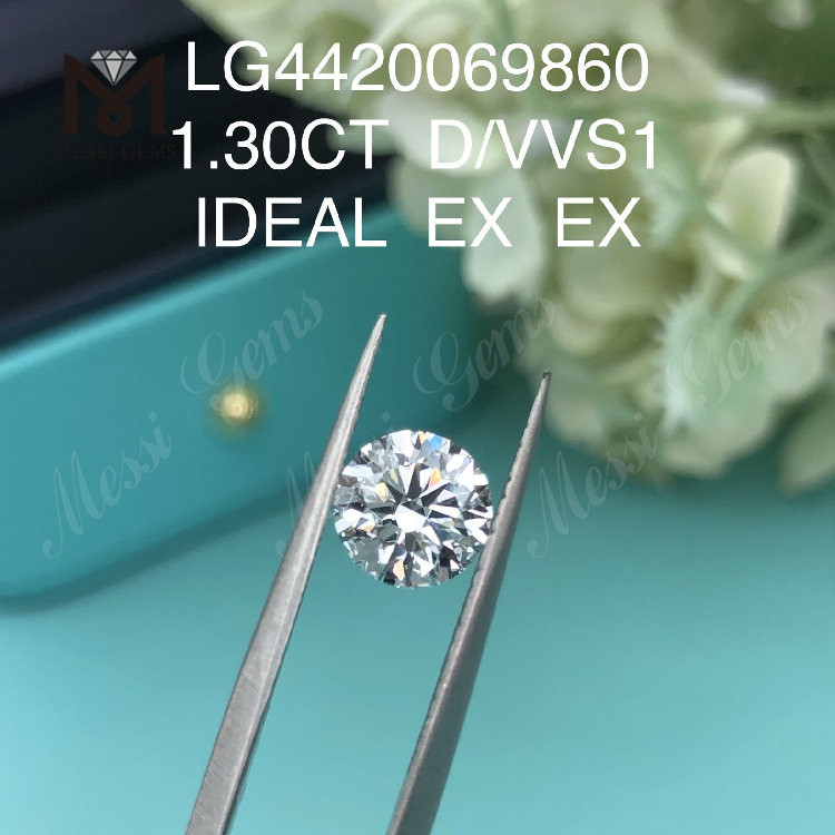 1.30 Carat D VVS1lab Grown Diamond SPECIMEN Round solve Synthetica Diamonds