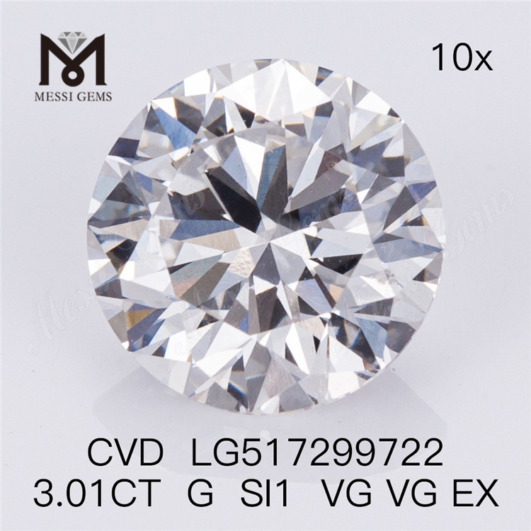 officinas pretium 3.01ct G SI1 rotunda figura soluta synthetica lab crevit adamas