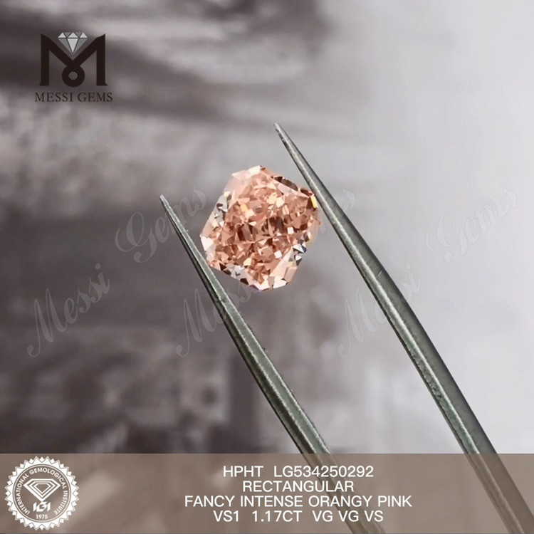 1.17ct Rectangularis Synthetic Diamonds Pink Color HPHT Orange Pink solve Lab Diamonds LG534250292