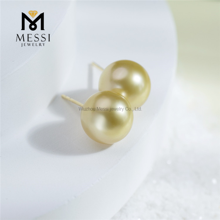9-10mm Luxuria & Unique Jewelry 18k Designer Golden South Sea Pearl Earrings