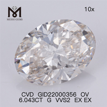 6.043CT G VVS2 EX EX 6ct Lupum CVD Diamond OV Sparkle GID22000356丨Messigems