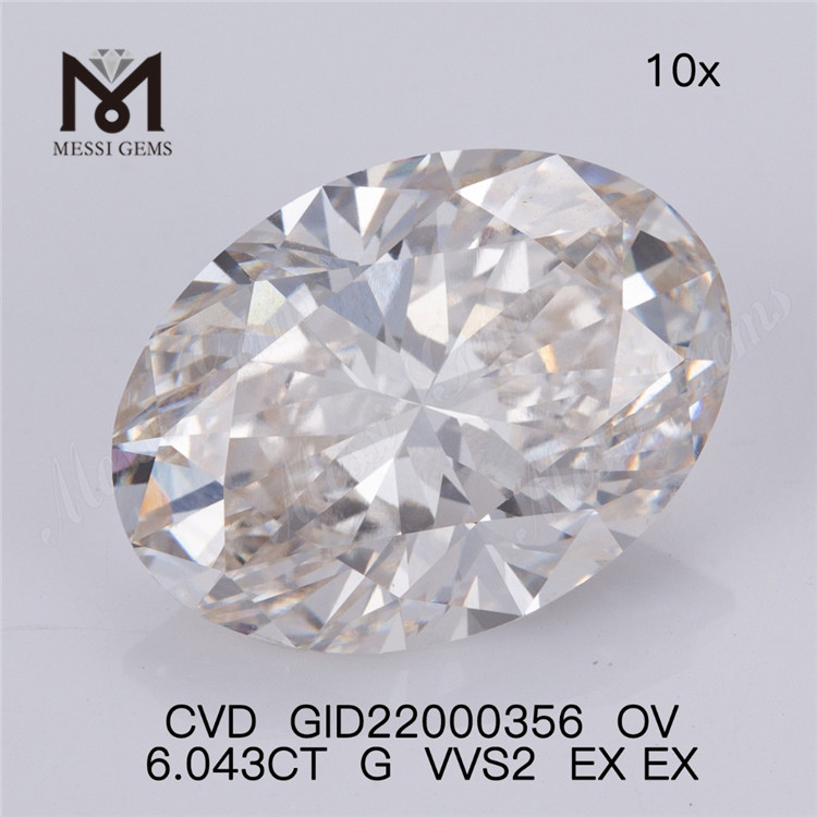 6.043CT G VVS2 EX EX 6ct Lupum CVD Diamond OV Sparkle GID22000356丨Messigems