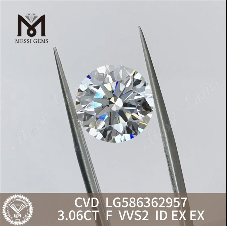 3.06CT F VVS2 ID EX EX 3ct Solve CVD Diamond Directe ex Factory LG586362957丨Messigems 