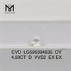 4.59CT D VVS2 EX EX OV 4.5ct CVD Solve Diamond LG595394635