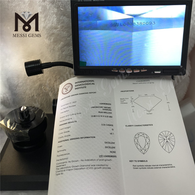 3.23ct igi libellum adamantem VS Quality Affordable CVD Diamonds for Jewelry Designers丨Messigems LG608380093