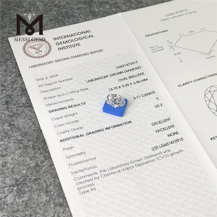 5.11CT E OV VS2 CVD lab adamantibus fabricatis LG631472913丨Messigems