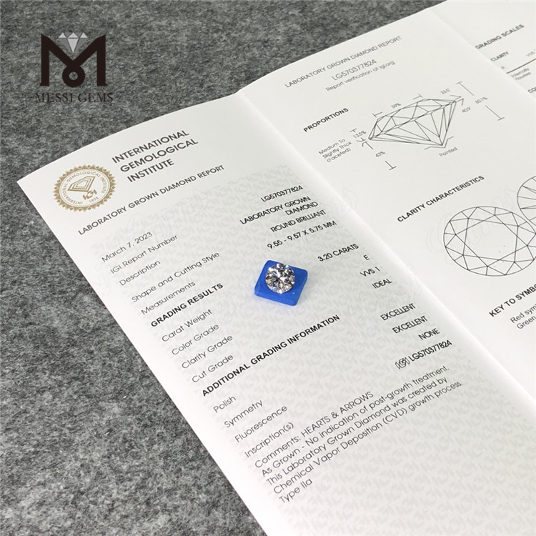 3.20CT E VVS1 ID EX 3 Carat Synthetica Diamond